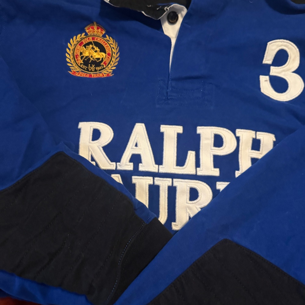 Ralph Lauren Blue Rugby Shirt with White Accents